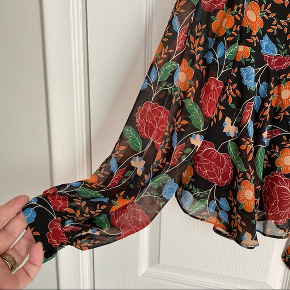 ZARA TRAFALUC FLORAL BACK TIE BABY DOLL TOP - Picture 4 of 7